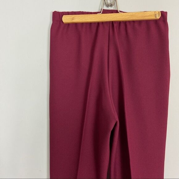 Vintage High-Waisted Burgundy Trousers – Classic Tailored Straight Leg Pants - Picture 7 of 9